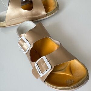 Limited Ed. Gold Pantone Birk Sandals 9.5